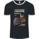 Biker Custom Chopper Motorbike Motorcycle Mens Ringer T-Shirt FotL Black/White