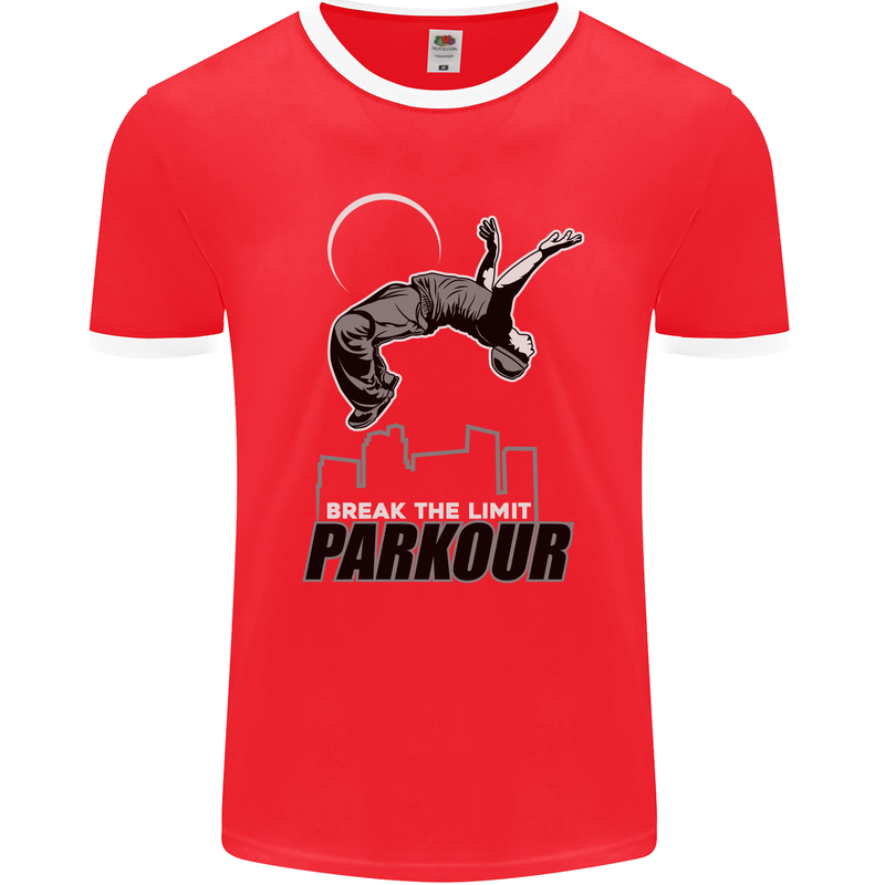 Parkour Free Running Break the Limit Mens Ringer T-Shirt FotL Red/White