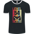 54th Birthday 54 Year Old Level Up Gamming Mens Ringer T-Shirt FotL Black/White