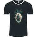 A Sailing Ship in the Moonlight Sailor Mens Ringer T-Shirt FotL Black/White