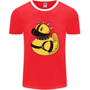 BDSM Rubber Duck Funny Bondage Mens Ringer T-Shirt FotL Red/White