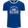 Drumming An Old Man Drummer Drum Funny Mens Ringer T-Shirt FotL Royal Blue/White