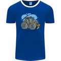 Xmas Tractor Farming Farmer Christmas Mens Ringer T-Shirt FotL Royal Blue/White