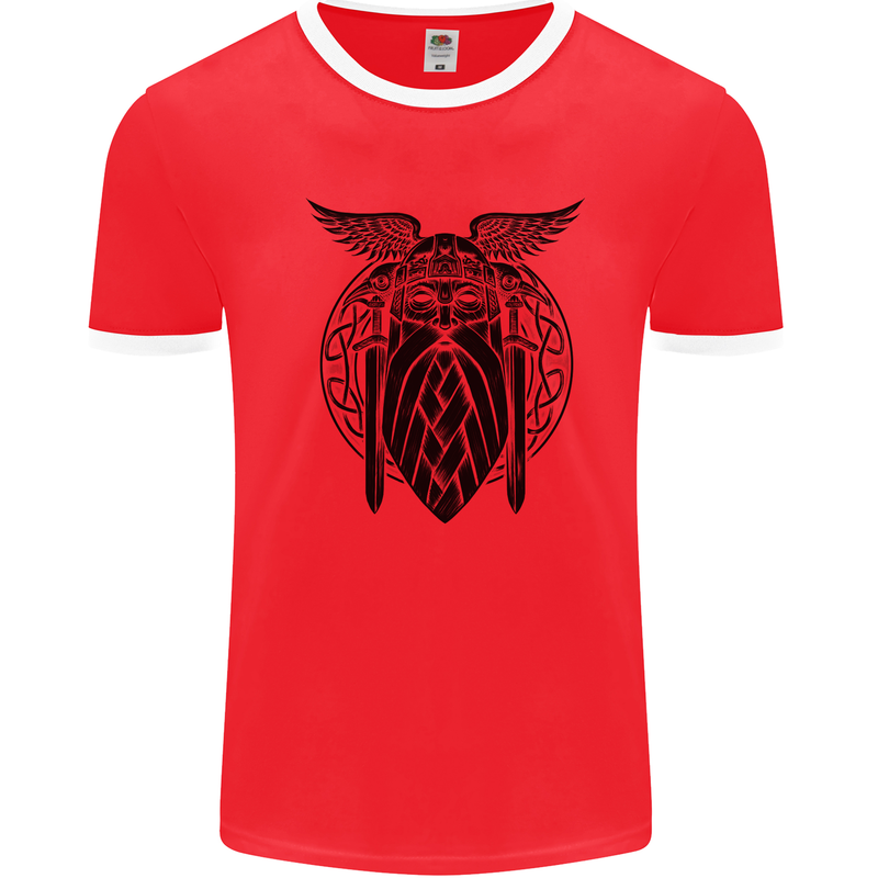 Odin The Vikings Valhalla Thor Gym Nordic Mens White Ringer T-Shirt Red/White