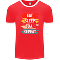 Eat Sleep DJ Repeat DJing Music Mens Ringer T-Shirt FotL Red/White