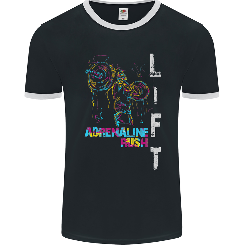 Adrenalin Rush Gym Training Top Mens Ringer T-Shirt FotL Black/White