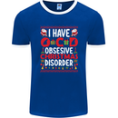 Christmas OCD Funny Xmas Mens Ringer T-Shirt FotL Royal Blue/White
