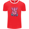 A Meditating Elephant Yoga Spiritual Mens Ringer T-Shirt FotL Red/White