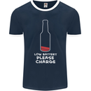 Funny Beer Alcohol Please Charge Mens Ringer T-Shirt FotL Navy Blue/White