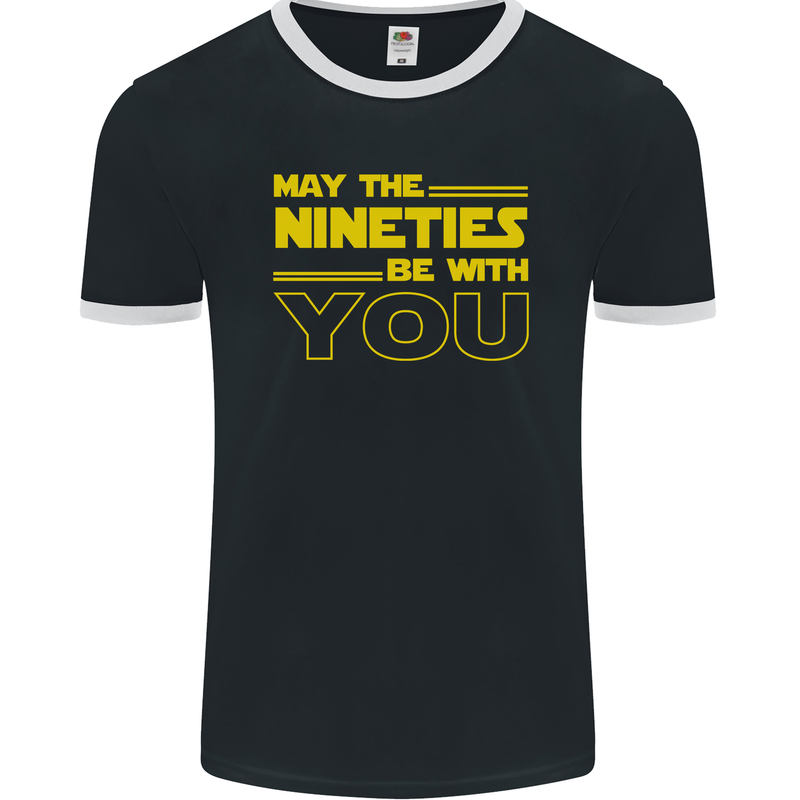 May the 90s Nineties Be With You Sci-Fi Mens Ringer T-Shirt FotL Black/White