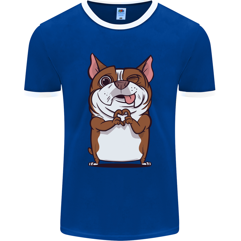 A Cute Dog With a Heart Sign Mens Ringer T-Shirt FotL Royal Blue/White