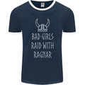 Bad Girls Raid With Ragnar Vikings Valhalla Mens Ringer T-Shirt FotL Navy Blue/White