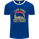 I Like Cows & 3 People Funny Sarcastic Slogan Mens Ringer T-Shirt FotL Royal Blue/White