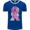 Breast Cancer Awareness Bow Mens Ringer T-Shirt FotL Royal Blue/White