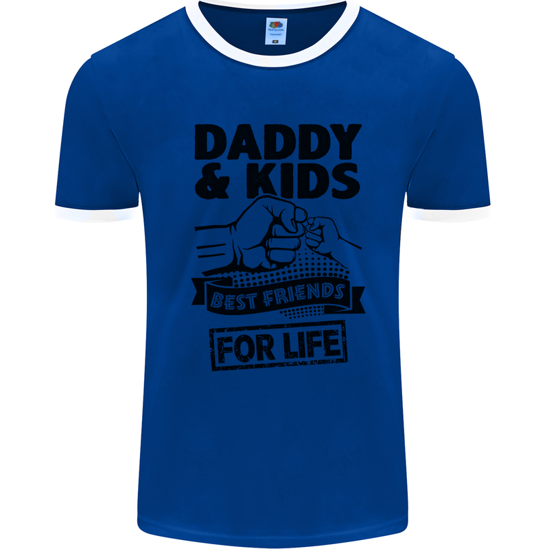 Daddy & Kids Best Friends Father's Day Mens White Ringer T-Shirt Royal Blue/White