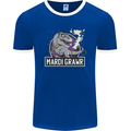 Funny T-Rex Mardi Gras Grawr Dinosaur Mens Ringer T-Shirt FotL Royal Blue/White