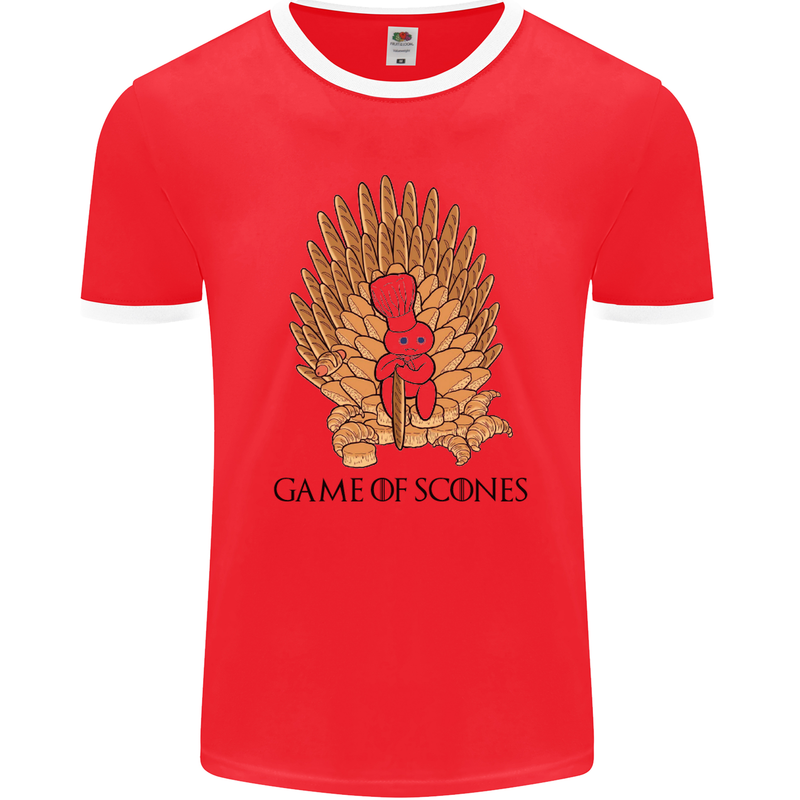 Game of Scones Funny Movie Parody GOT Mens Ringer T-Shirt FotL Red/White