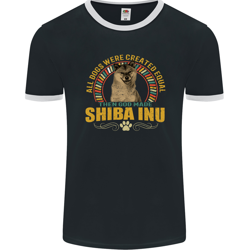 A Shiba Inu Dog Mens Ringer T-Shirt FotL Black/White