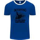 Skydiving Parachute & Balls Skydiver Funny Mens Ringer T-Shirt FotL Royal Blue/White