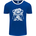 Skull Chef Cooking Cook Baker Baking Mens Ringer T-Shirt FotL Royal Blue/White