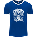 Skull Chef Cooking Cook Baker Baking Mens Ringer T-Shirt FotL Royal Blue/White