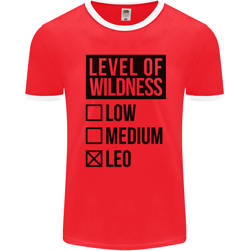 Levels of Wildness Leo Mens Ringer T-Shirt FotL Red/White