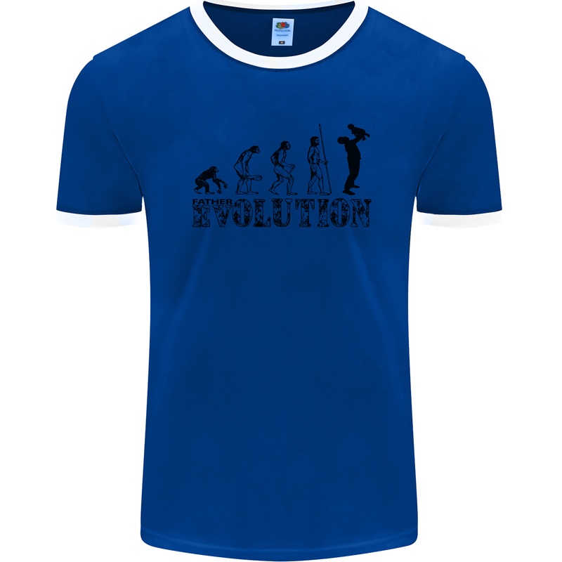 Father And Son Evolution Father's Day Dad Mens Ringer T-Shirt FotL Royal Blue/White