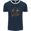 American Custom Garage Biker Motorcycle Mens Ringer T-Shirt FotL Navy Blue/White