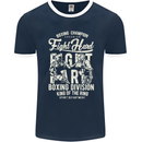 Fight Hard Boxing Boxer MMA Mens Ringer T-Shirt FotL Navy Blue/White