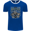 Custom Motorcycle Biker Motorbike Mens Ringer T-Shirt FotL Royal Blue/White