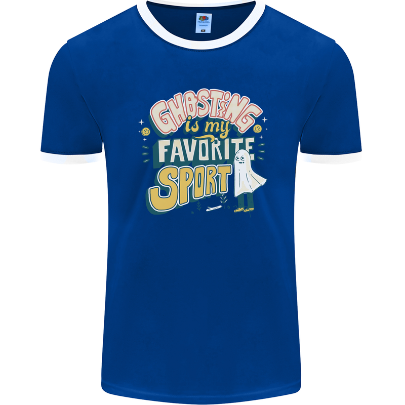 Ghosting Sport Funny Anti Valentines Day Mens Ringer T-Shirt FotL Royal Blue/White