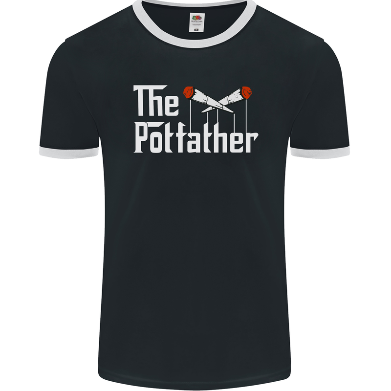 The Pot Father Funny Weed Drugs Cannabis Mens Ringer T-Shirt FotL Black/White