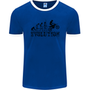 Evolution of Motorcycle Motorbike Biker Mens Ringer T-Shirt FotL Royal Blue/White