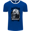 Great Beard Comes Great Responsibility Skull Mens Ringer T-Shirt FotL Royal Blue/White