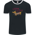 Merry Wiener Funny Christmas Dog Mens Ringer T-Shirt FotL Black/White