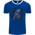 Cyberpunk Cthulhu Kraken Octopus Mens Ringer T-Shirt FotL Royal Blue/White