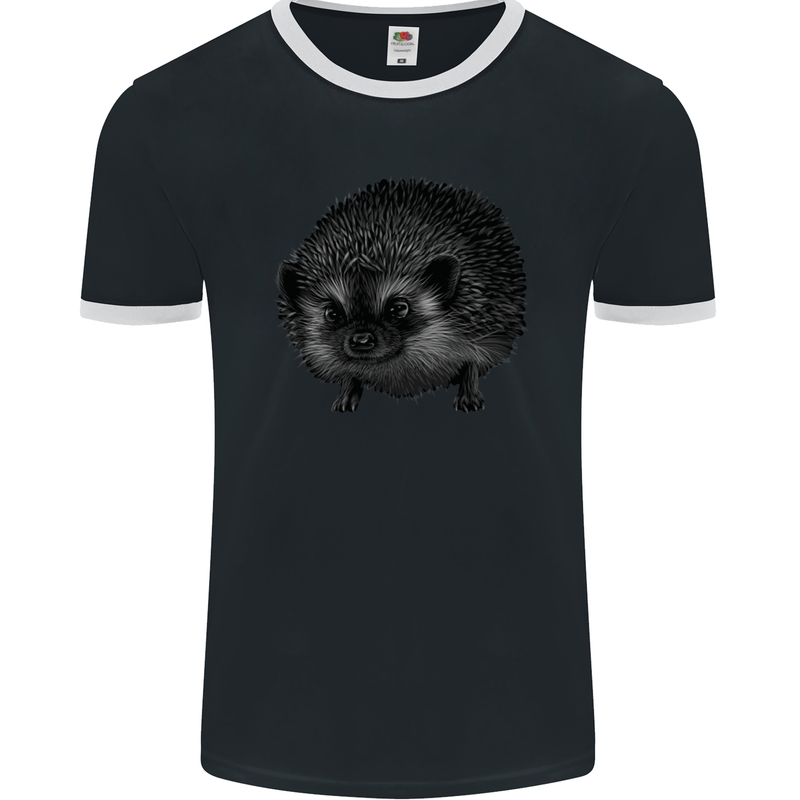 A Hedgehog Drawing Mens Ringer T-Shirt FotL Black/White