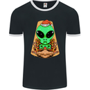 Christmas Alien UFO Santa Space Ship Funny Mens Ringer T-Shirt FotL Black/White