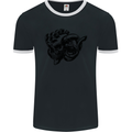 Turbo Skull Car Enthusiast Engine Drifting Mens Ringer T-Shirt FotL Black/White