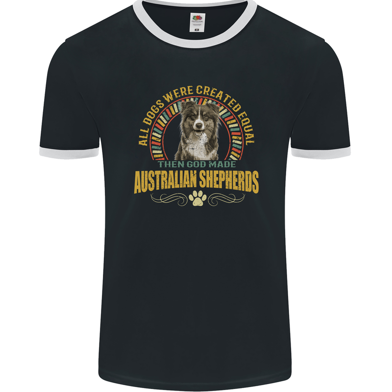 An Australian Shepherd Dog Mens Ringer T-Shirt FotL Black/White