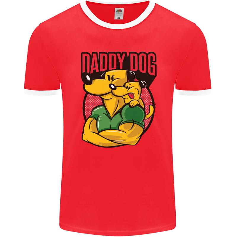 Daddy Dog Fathers Day Mens Ringer T-Shirt FotL Red/White