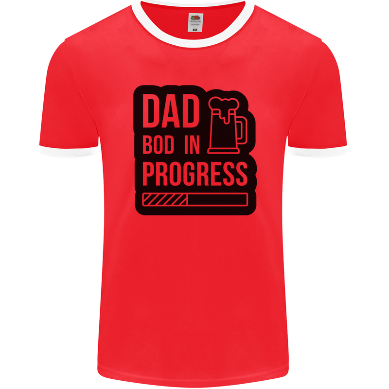 Dad Bod In Progress Funny Fathers Day Mens Ringer T-Shirt FotL Red/White