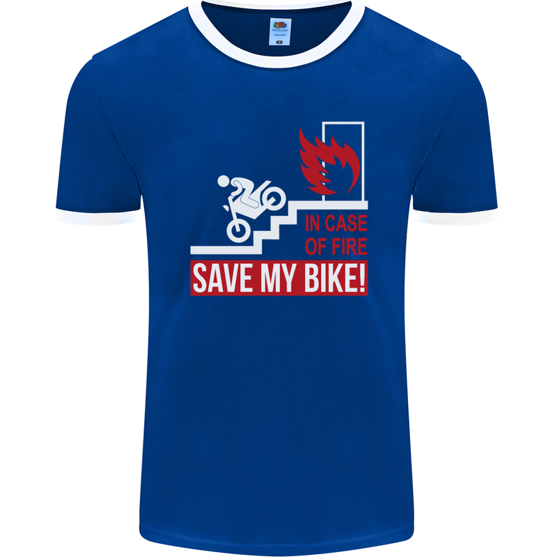 Emergency Motorbike Biker Motorcycle Mens Ringer T-Shirt FotL Royal Blue/White