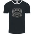 Gothic Skulls Biker Motorcycle Motorbike Mens Ringer T-Shirt FotL Black/White