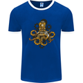 Steampunk Octopus Scuba Diving Cthulhu Mens Ringer T-Shirt Royal Blue/White