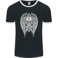 Skull Wings Viking Gothic  Wings Gym Biker Mens Ringer T-Shirt FotL Black/White