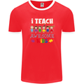 Autism Teacher I Teach Awesome Kid Autistic Mens Ringer T-Shirt FotL Red/White