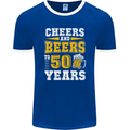 50th Birthday 50 Year Old Funny Alcohol Mens Ringer T-Shirt FotL Royal Blue/White
