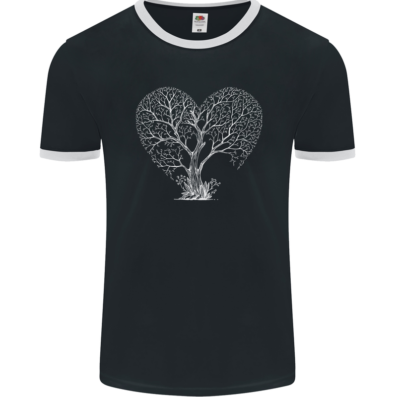 Love Tree Heart Aborist Ecology Environment Mens Ringer T-Shirt FotL Black/White