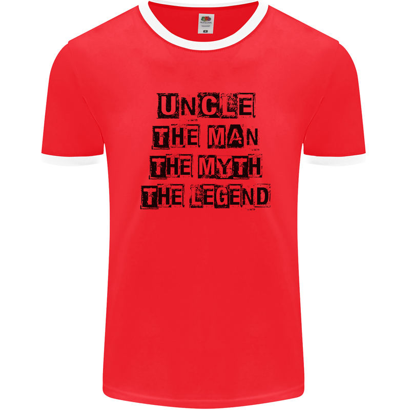 Uncle the Man the Myth the Legend Mens Ringer T-Shirt FotL Red/White